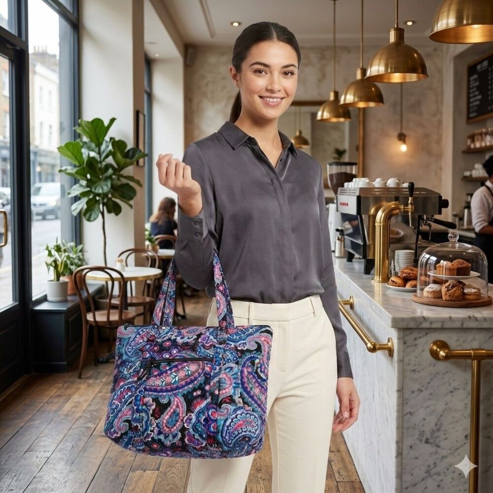 Vera Bradley Glenna Diaper Bag Haymarket Paisley Quilted Floral Tote New